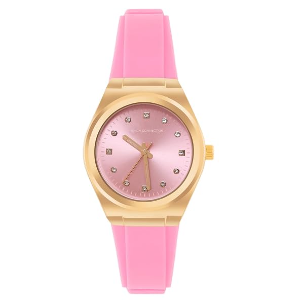 French Connection 3 Hands Pink Dial Round Sunray Analog Watch for Women - FCS07P