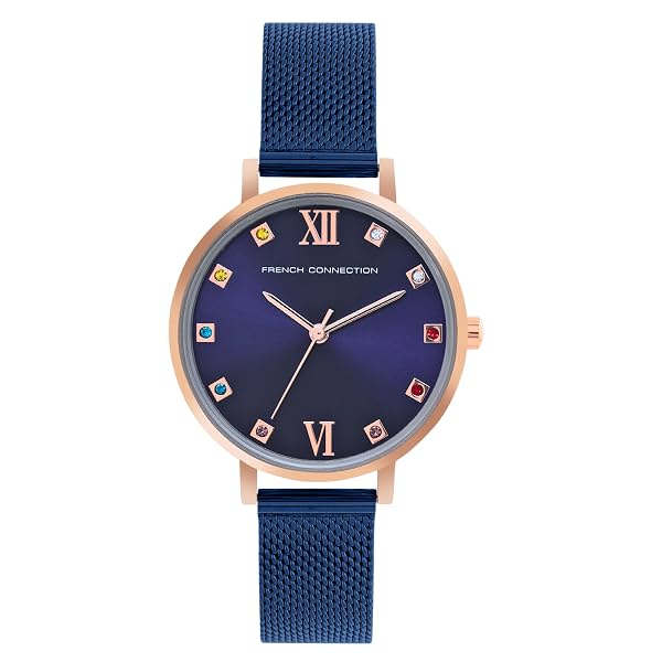 French Connection Grace Blue Round Analog Watch for Women - FCN00068G