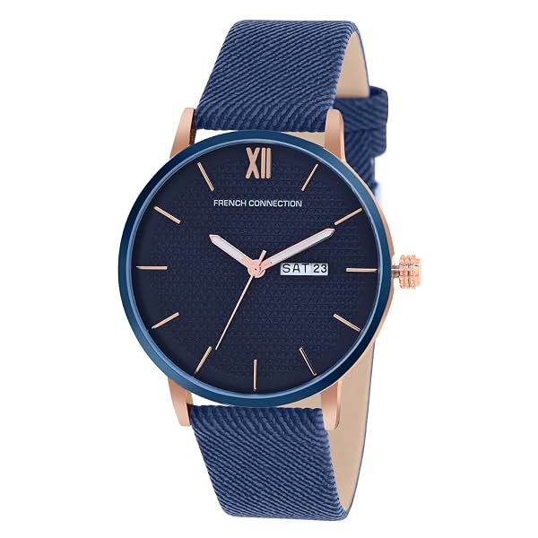 French Connection Leather Analog Blue Dial Men's Watch-Fcn00034E, Band_Silver