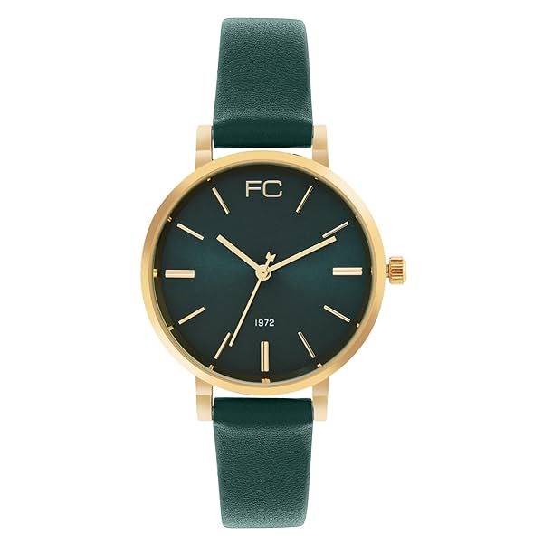 French Connection Luna Analog Green Leather Strap Watch for Women 