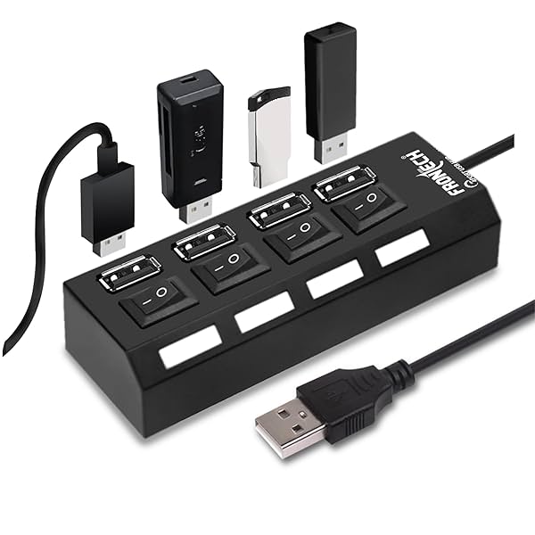 Frontech 4-Port USB Hub with Individual On Off Switches 40 cm Cable