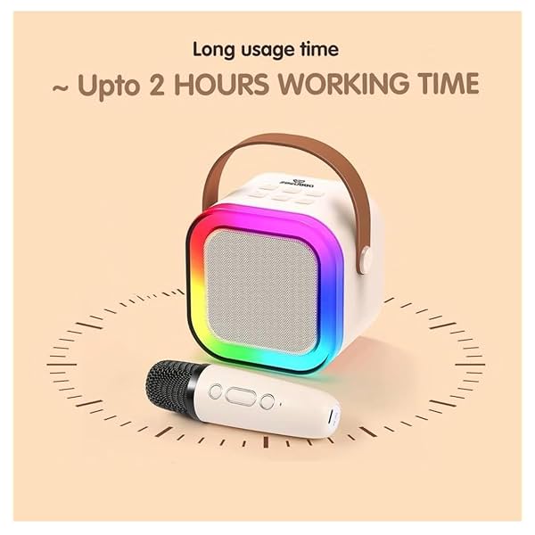 Fun Flicks Karaoke Machine with Wireless Mics, Bluetooth Speaker, RGB Lights, 5 Voice Effects, Portable Sound System for