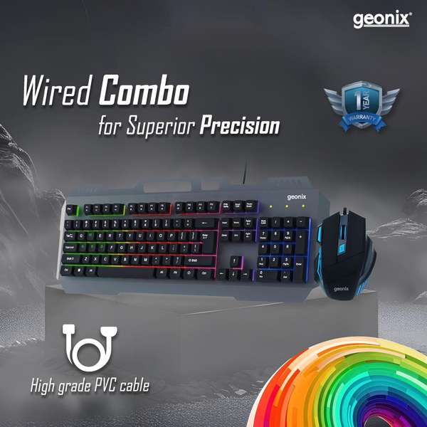 GEONIX Cruiser CX1 Wired USB Standard Gaming Keyboard Compatible with Desktop (Black)