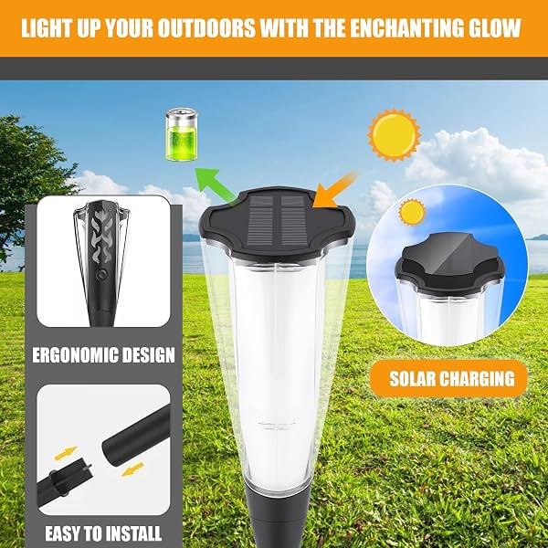 GIGAWATTS Solar Flame Torch Light with Stake