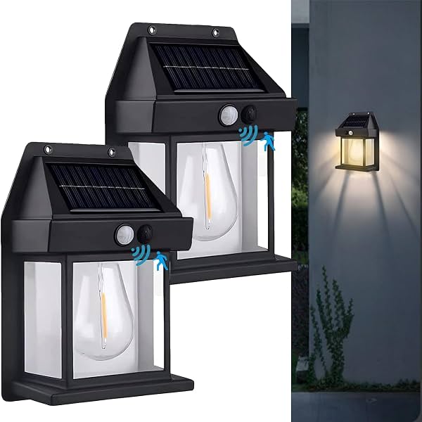 GIGAWATTS Solar Wall Lights Outdoor Motion Sensor Pack of 2