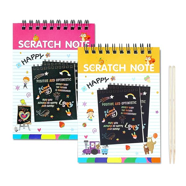 GLUN Scratch Notepad with Magical Rainbow Color Sheets (pack of 2)