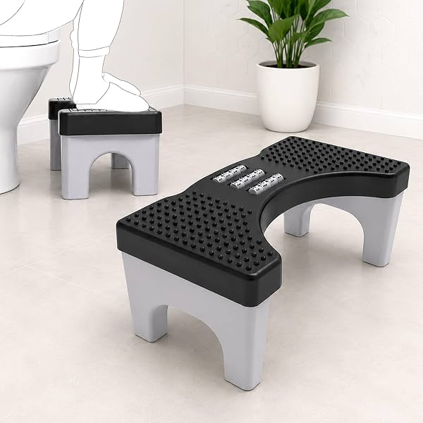 GLUN Toilet Step Stool with Foot Massage Rollers