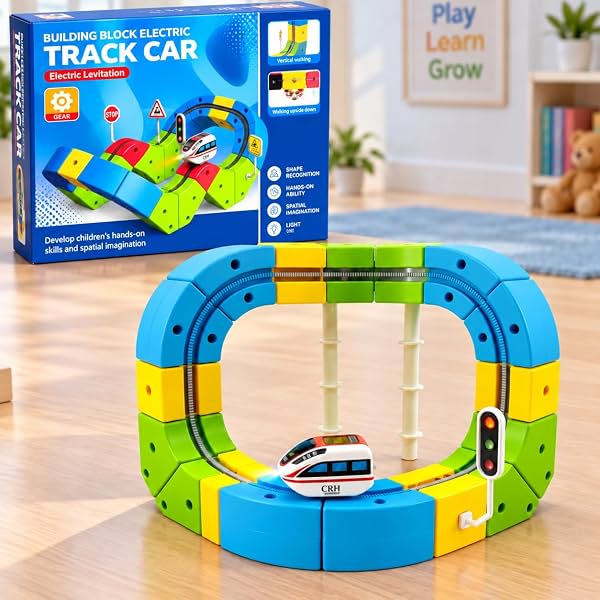 GRAPHENE 67 PCS Electric Train Set with 3D Flexible Cube Tracks DIY Railway