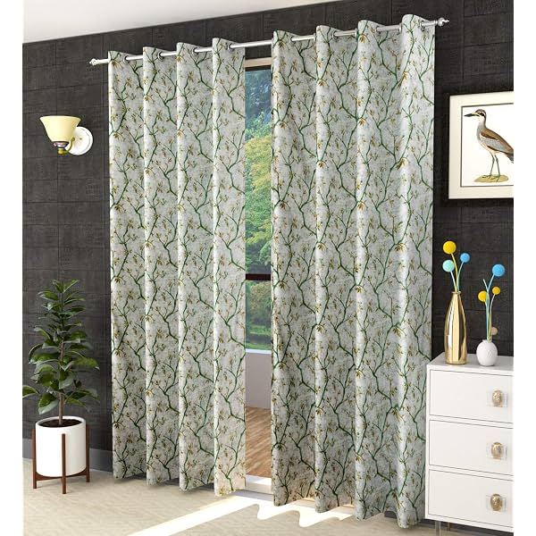 Galaxy Home Decor Premium Blossom Printed Curtains for Long Door 8 Feet