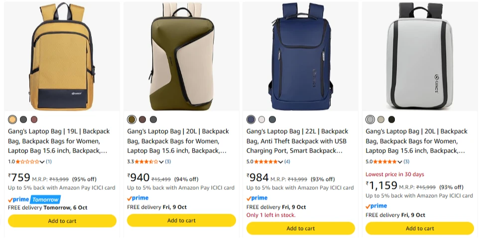 Gang's Laptop Bag at minimum 93% Discount