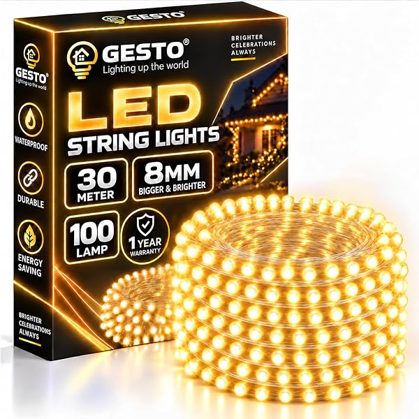 Gesto 30 Meter LED String Lights – Warm White 8mm