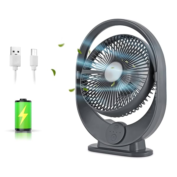 Gesto 9.6 Inch High Speed Rechargeable Table Fan with USB Charging