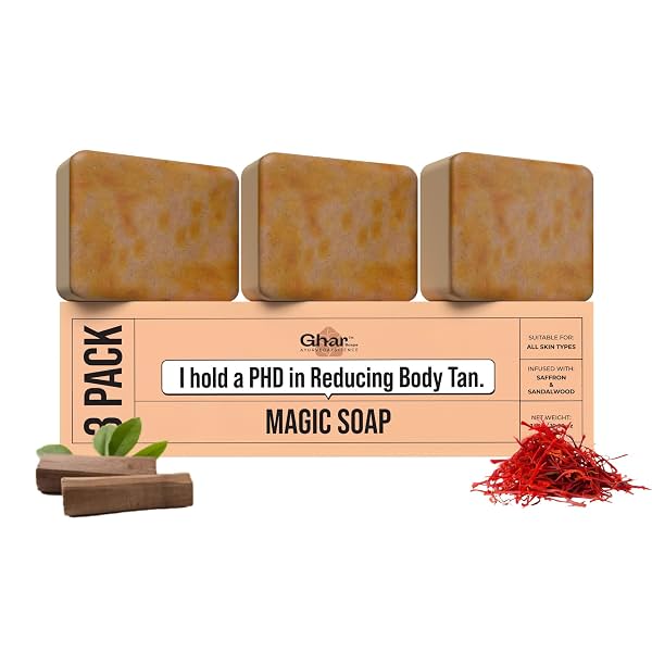 Ghar Soaps Sandalwood & Saffron Bath Soap (Pack of 3, 300g)