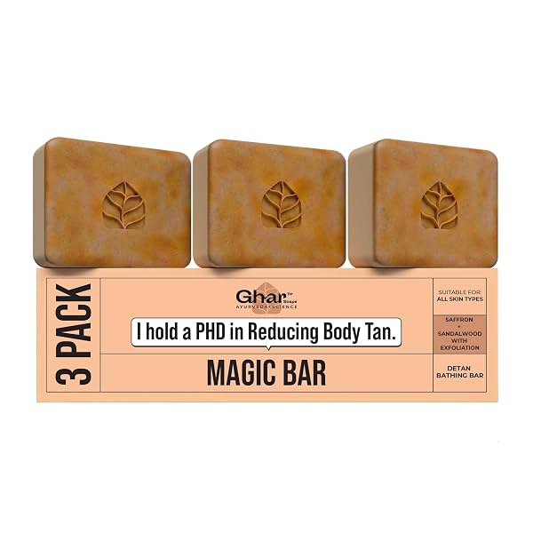 Ghar Soaps Sandalwood & Saffron Magic Bar For Bath (300 Gms Pack Of 3) | Paraben Free