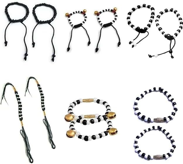 Gold Plated Kids Nazariya Bracelet for Baby Boys & Girls | Black Beads Evil Eye Protection Bracelet