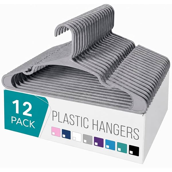 Golden Bird Pack of 12 Premium Plastic Hanger Clothes Hangers for Hanging