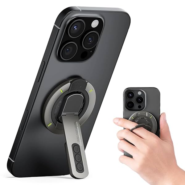 Grey Foldable Phone Stand and Magnetic Grip