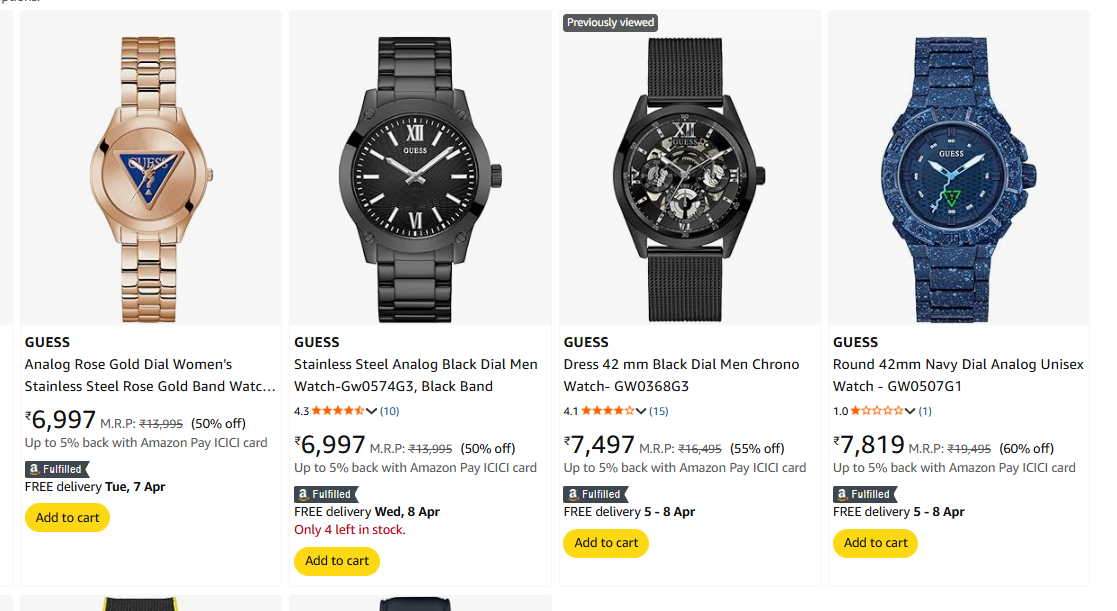 Guess Watch Minimum 50% Discount