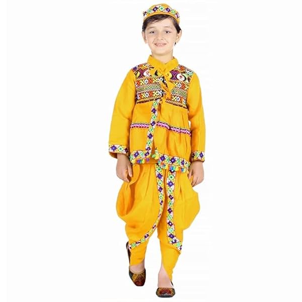 Gujarati Kedia Dress Boys Navratri Garba Dhoti Set Cotton