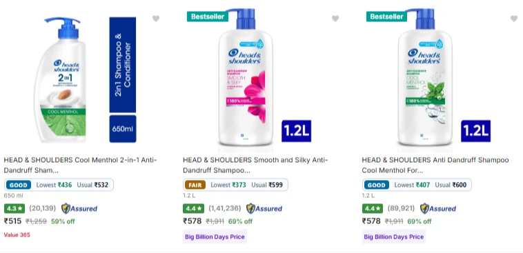 HEAD & SHOULDERS Shampoo at minimum 69% Discount