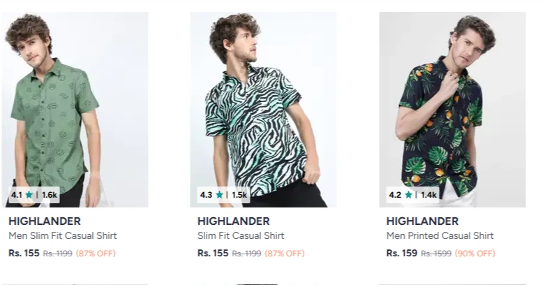 HIGHLANDER Men Printe Shirt Upto 90% OFF