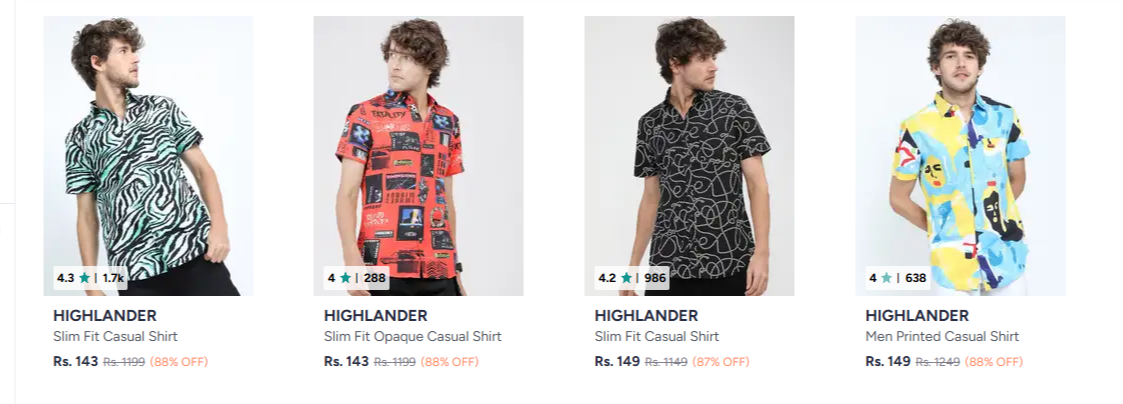HIGHLANDER Men Topwear at minimum 88% Discount