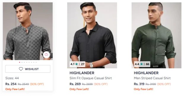 HIGHLANDER Men's Shirt Upto 90% OFF