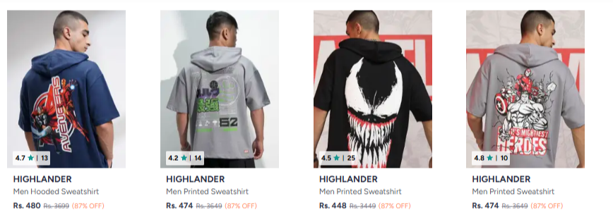 HIGHLANDER Printed Sweatshirts Men at minimum 81% Discount