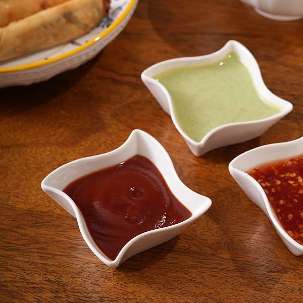 HOME 360 Premium White Ceramic Dip Bowl Set of 3