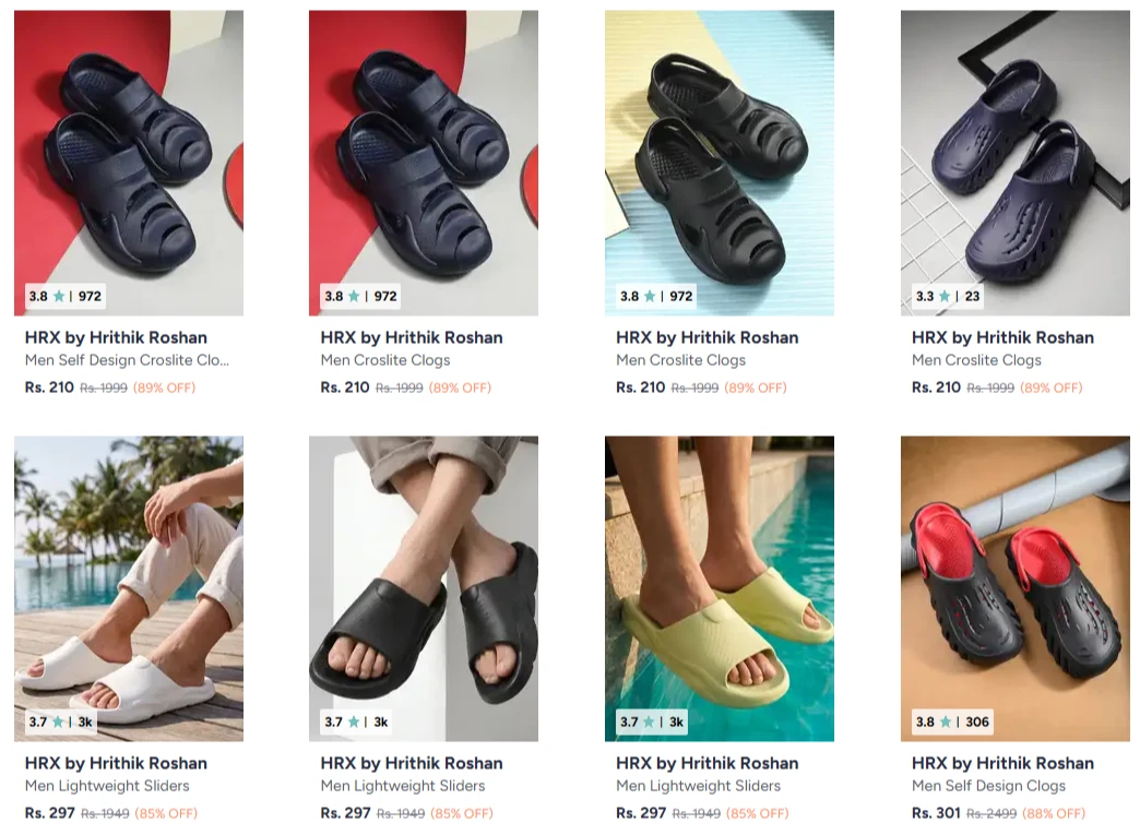 HRX By Hrithik Roshan Men's Clogs up to 89% discount