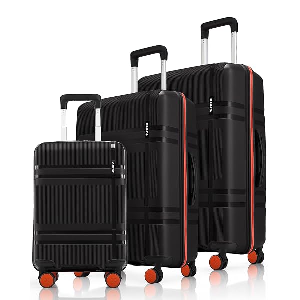 HRX Helium 3-Piece Luggage Set Haileys Black Polypropylene Hard Shell Suitcase