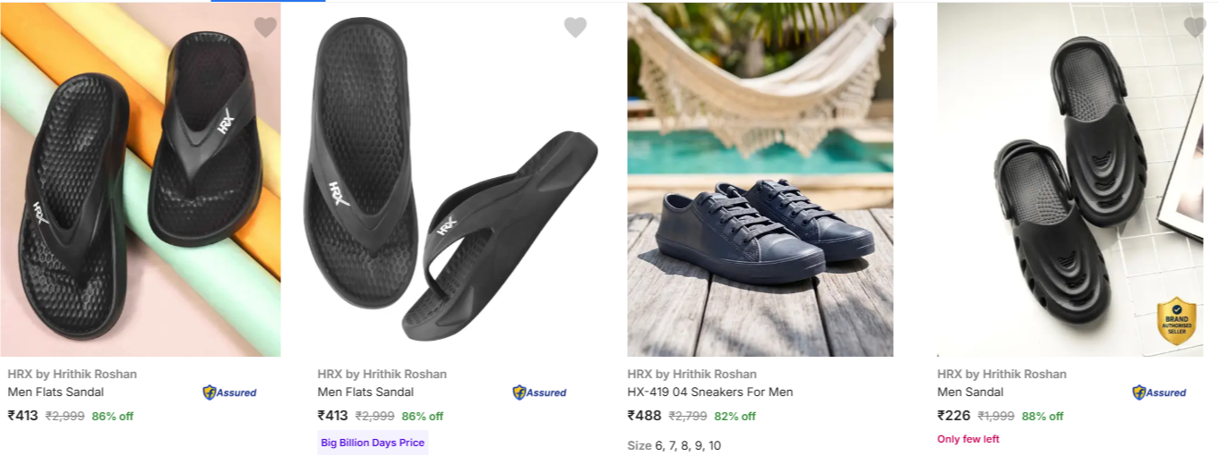 HRX by Hrithik Roshan Footwear at minimum 71% Discount