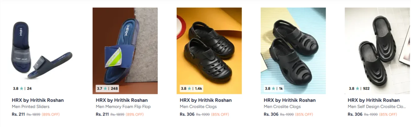 HRX by Hrithik Roshan Men's Footwear upto 89% Discount