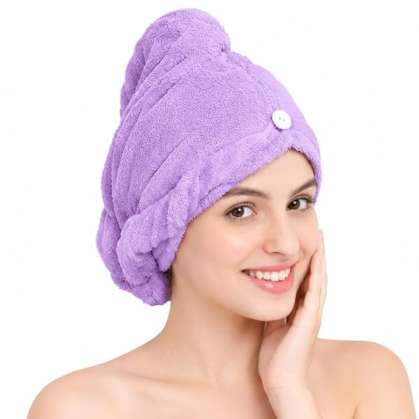 Hair Towel Wrap for Women-Quick Drying Microfiber Towel for Hair with Elastic