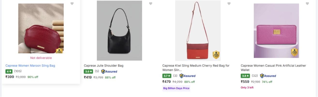 Handbags & Clutches at minimum 90% Discount