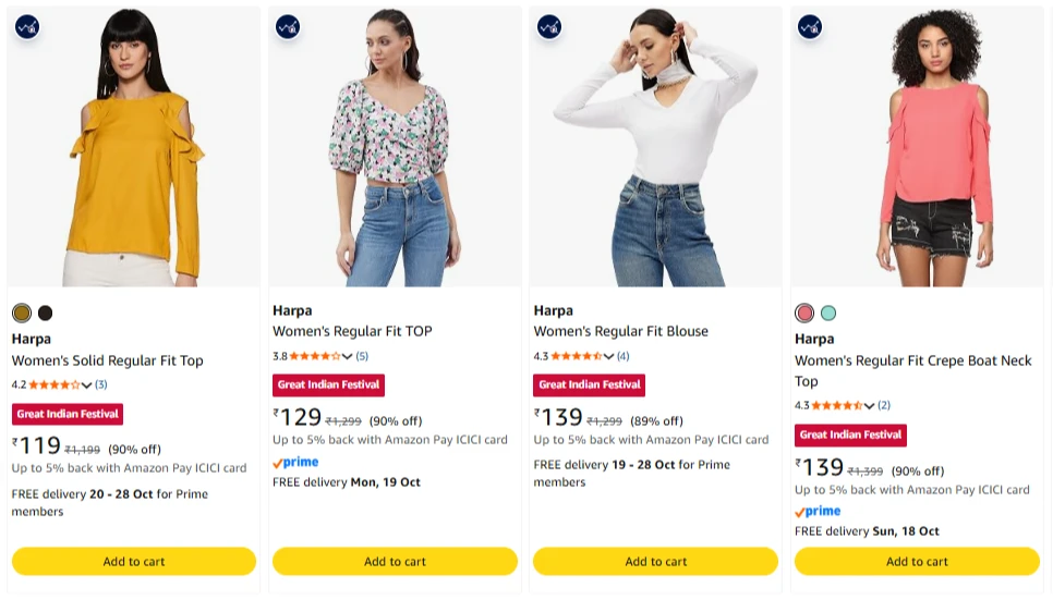 Harpa Women's top upto 90% Discount