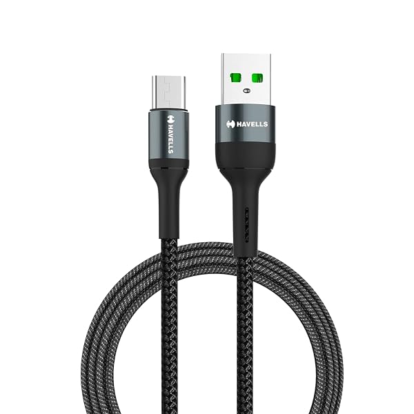 Havells USB Star- Braided Type A to Type C Data Cable 65W, 6A (AHNREHB000)