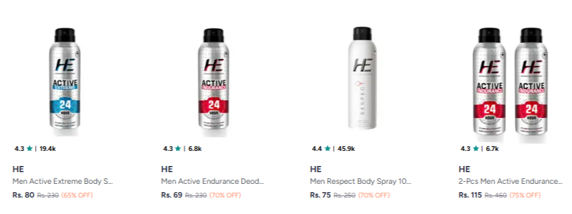 He Perfumed at up to 75% Discount