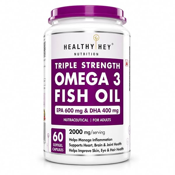 HealthyHey Nutrition Fish Oil Capsules Omega 3 60 Softgels