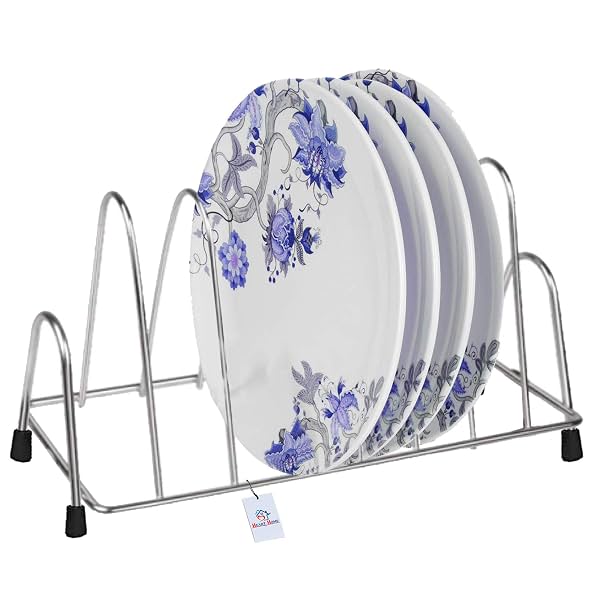 Heart Home Stainless Steel Plate Rack 6 Sections Anti-Rust Coating