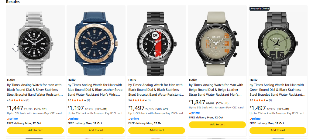 Helix By Timex Watch upto 50% Discount