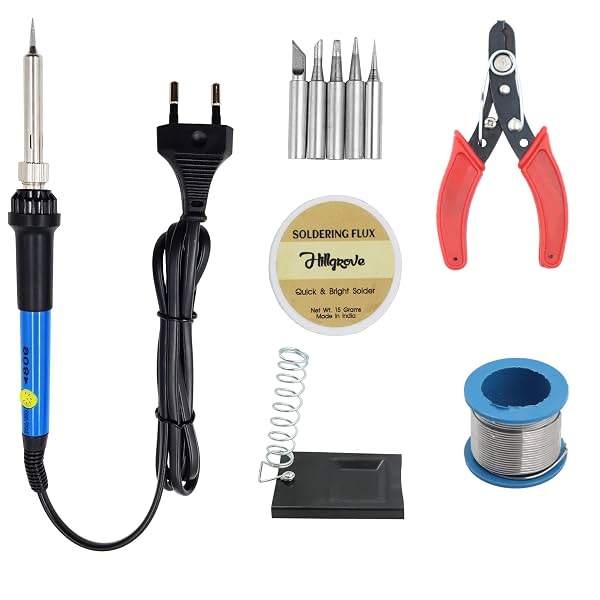 Hillgrove 60W Temperature Controlled Soldering Iron Kit with Solder Wire