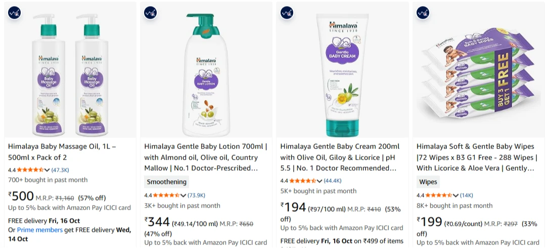 Himalaya Baby Products up to 57% Discount