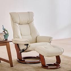 Home Centre | Silas Vanilla Faux Leather 1-Seater Revolving Recliner