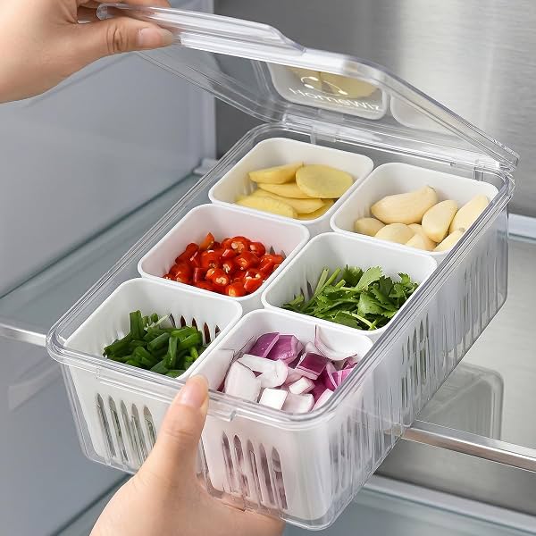 HomeWiz Fridge Storage Containers 2000ml 6-Grid