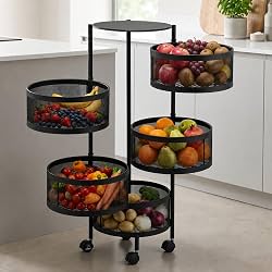 HomeWiz Round Kitchen Rack 5- Layer | Lifetime Usage Heavy Duty Steel Trolley