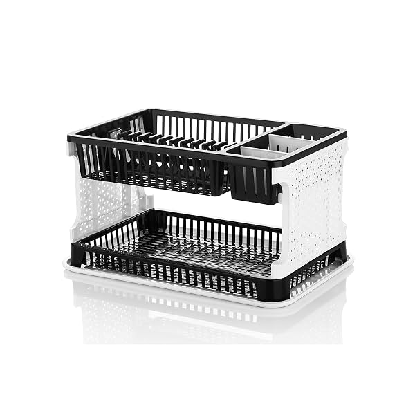 Homeor 2 Layer Plastic Kitchen Sink Dish Rack Drainer