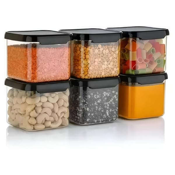 Homeor Plastic Storage Jar & Container 500ml Set of 6
