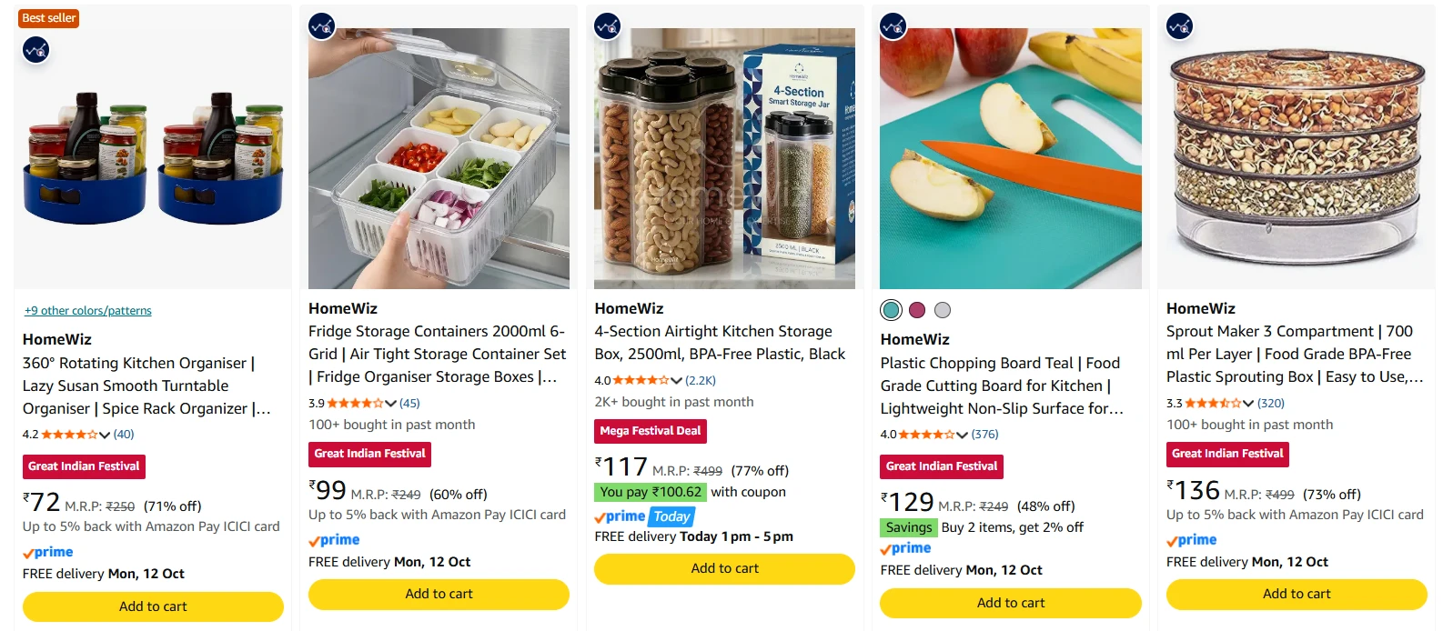 Homewiz Kitchen Accessories starting at ₹72