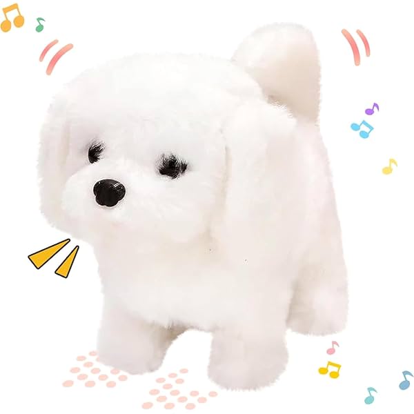 Hopping Walking White Dog Toy for Kids – Talking Sound Dog with Moving Tail